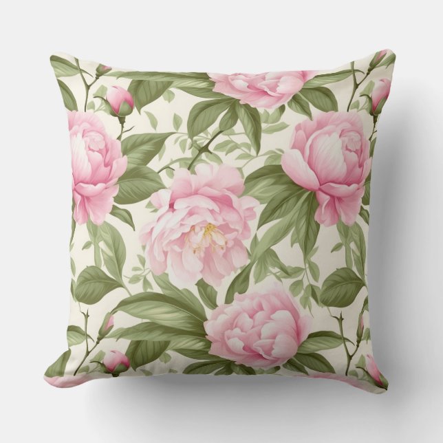 Pink Peonies Cushion (Front)