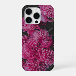 Pink peonies, dark moody aesthetic iPhone 16 pro case