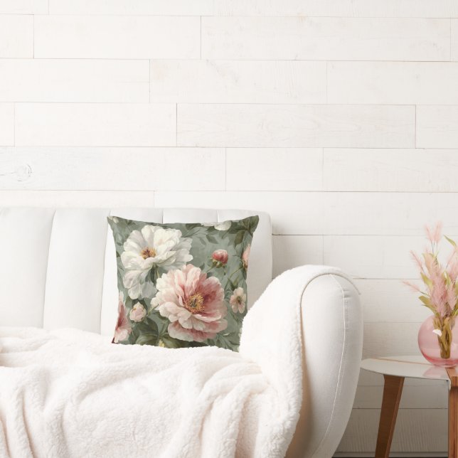 Pink Peonies Elegant Cushion (Couch)
