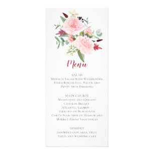 Pink Peonies Eucalyptus Greenery Wedding Menu