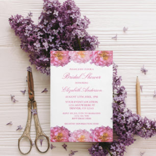 Pink Peonies Floral Bridal Shower Invitation
