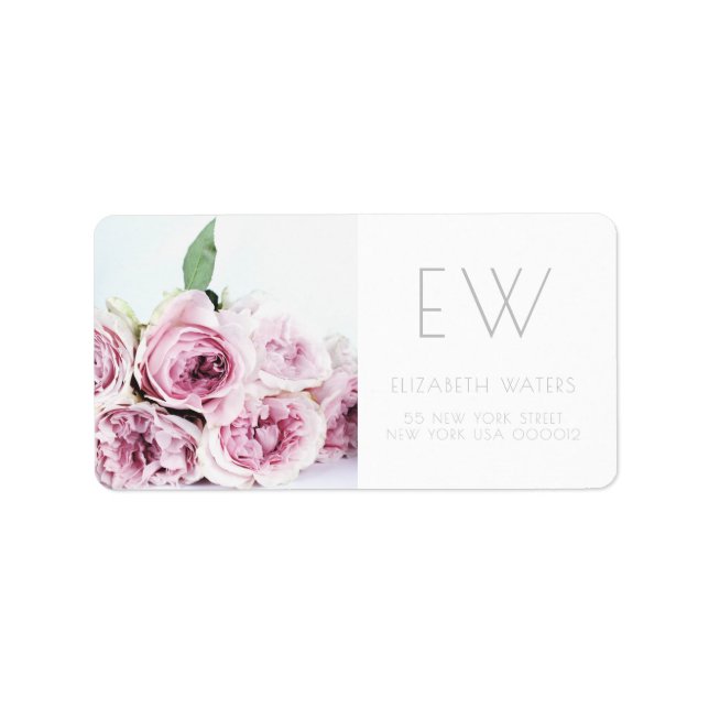 PINK PEONIES FLORAL  PHOTOGRAPHY ADDRESS LABELS (Front)