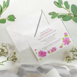Pink Peonies Floral Silver After Party Invitation