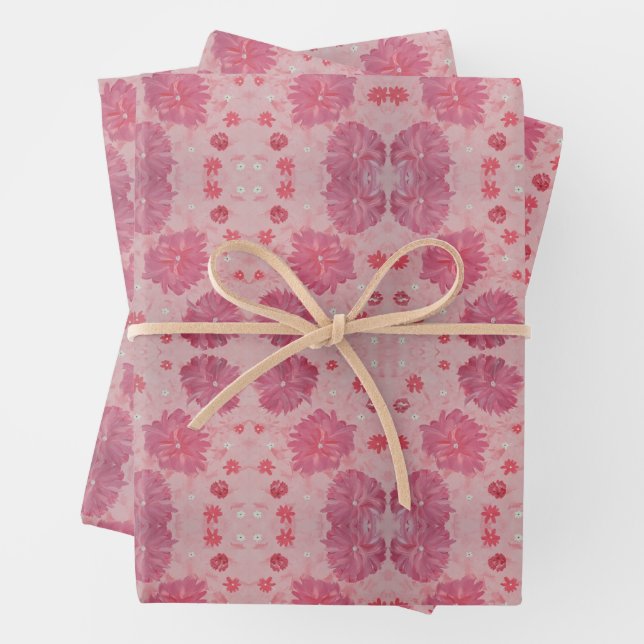 Pink Peonies Floral Wrapping Paper (In situ)