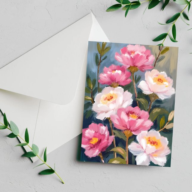 Pink Peonies Flower Bouquet Card (Creator Uploaded)