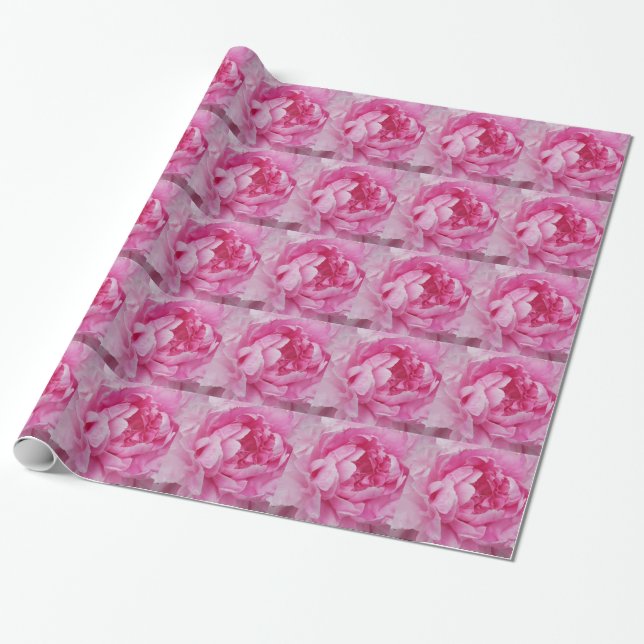 Pink Peonies Gift Wrap (Unrolled)