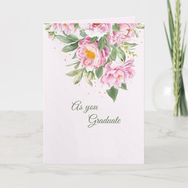 Pink Peonies Graduation Card (Front)
