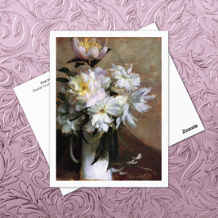 Pink Peonies in Vase Charles Courtney Curran Postcard