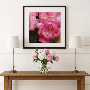 Pink Peonies in Vase / Peony Flower Poster