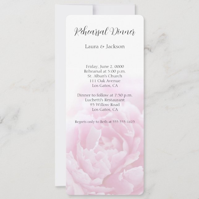 Pink peonies     invitation (Front)