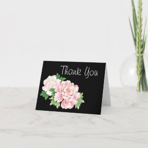 Pink Peonies Japanese Floral Kimono Thank You Card