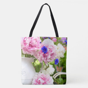 Pink Peonies Large Tote Bag