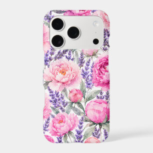Pink Peonies & Lavender Watercolor Floral Pattern