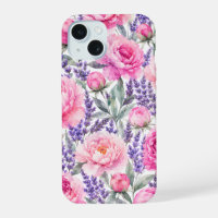 Pink Peonies & Lavender Watercolor Floral Pattern