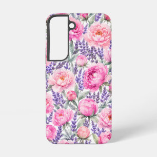 Pink Peonies & Lavender Watercolor Floral Pattern Samsung Galaxy Case