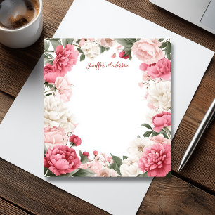 Pink Peonies Modern Floral Notepad
