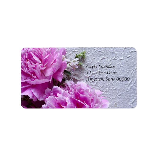 Pink peonies on textures label (Front)