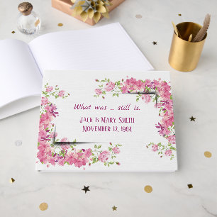 Pink Peonies On White Vow Renewal Guest Book
