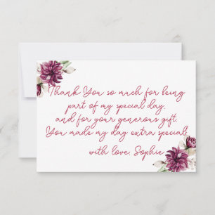 Pink peonies onederful birthday party watercolor thank you card