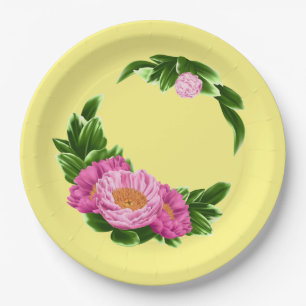 Pink Peonies Paper Plate