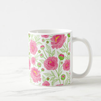 PInk Peonies Pattern Coffee Mug