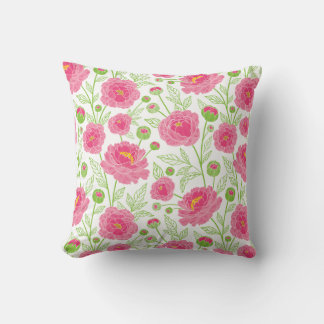 Pink peonies pattern cushion