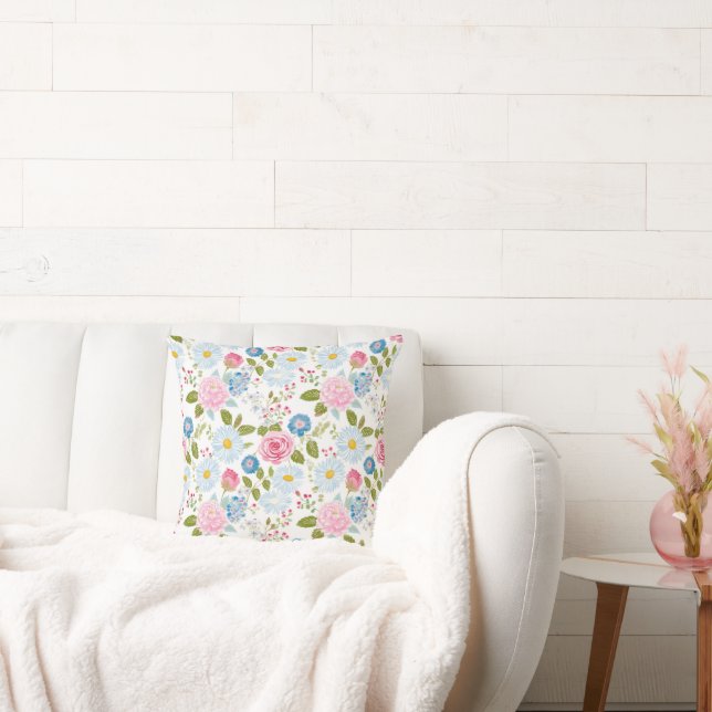 Pink Peonies Pattern  Cushion (Couch)