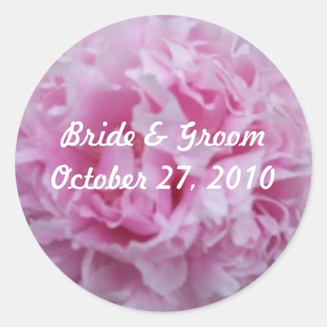 Pink Peonies Peony Wedding Stickers (Front)