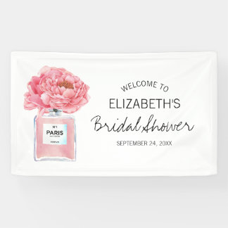 Pink Peonies Perfume Floral Bridal Shower Welcome Banner