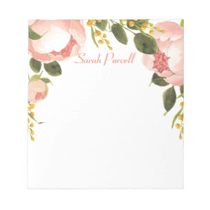 Pink Peonies Personalised Notepad