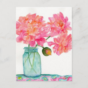 Pink Peonies Postcard