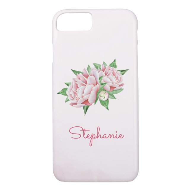 Pink Peonies Pretty Watercolor Case-Mate iPhone Case (Back)