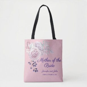 Pink Peonies Purple Frame Mother of the Bride Tote Bag