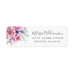 Pink Peonies Return Address Label