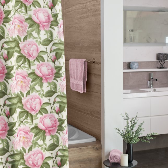 Pink Peonies Shower Curtain (Creator Uploaded)