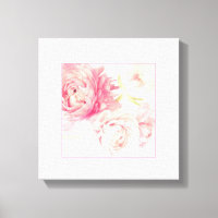 Pink Peonies Stretched Wrapped Canvas Art Print