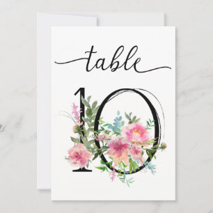 Pink Peonies Table Ten Table Number