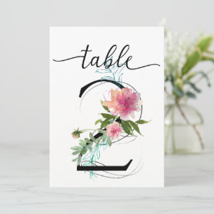 Pink Peonies Table two Table Number