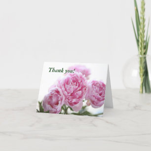 pink peonies thank you note card