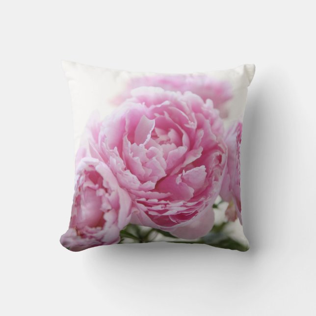 pink peonies throw pillow (Front)