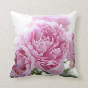 pink peonies throw pillow