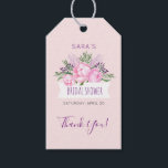 Pink Peonies Watercolor Bridal Shower Gift Tags<br><div class="desc">This pink peony bridal shower thank you gift tag is perfect to gifts for the guests. The design features gorgeous pink peonies,  green leaves and dark purple floral buds.</div>