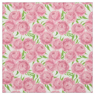 Pink peonies watercolor fabric