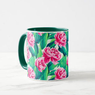 Pink Peonies Watercolor Print Mug