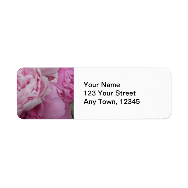 Pink Peonies Wedding Return Address Label (Front)