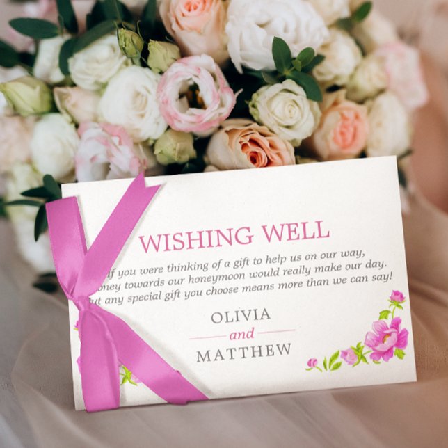 Pink Peonies Wedding Wishing Well Enclosure Card (Creator Uploaded)