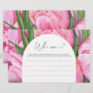 Pink peonies - Who am I bridal shower game Stationery