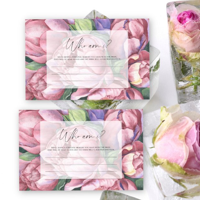 Pink peonies - Who am I bridal shower game Stationery (Creator Uploaded)