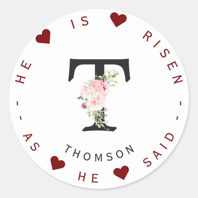 Pink Peonies Wild Floral Monogram Address Label (Front)