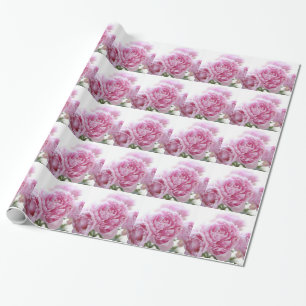 Pink peonies wrapping paper